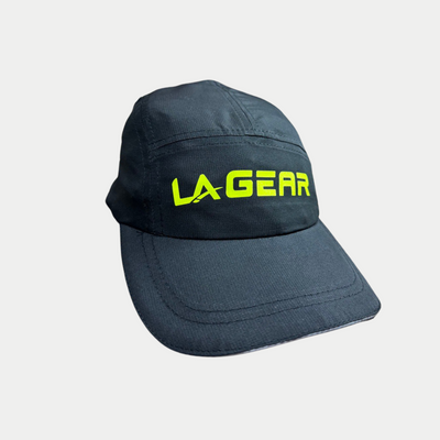 Black performance hat with vinyl LA Gear logo