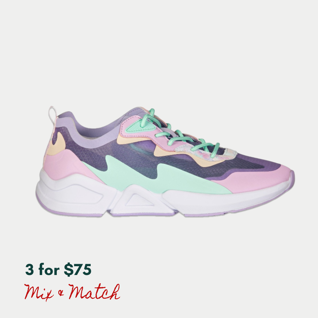 Pastel-colored sneaker on a light gray background