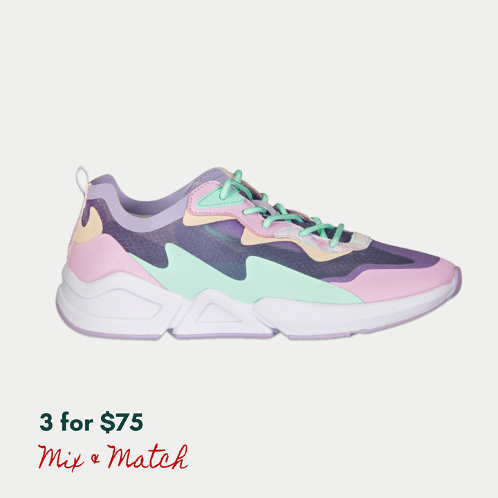 Pastel-colored sneaker on a light gray background