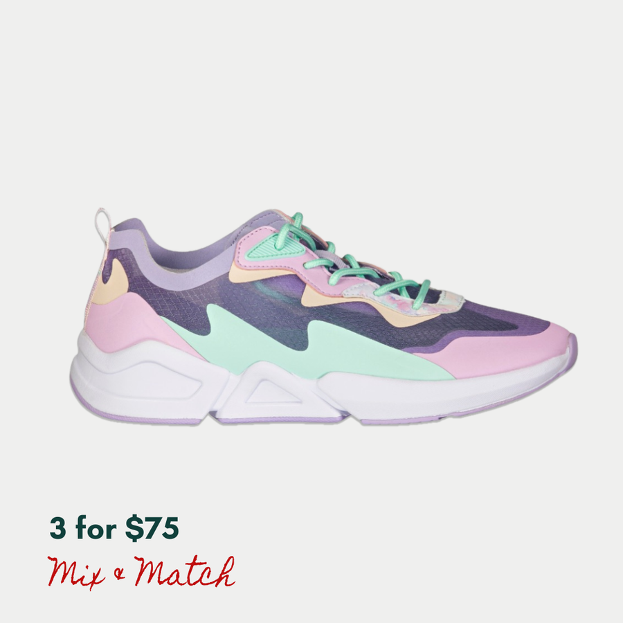 Pastel-colored sneaker on a light gray background