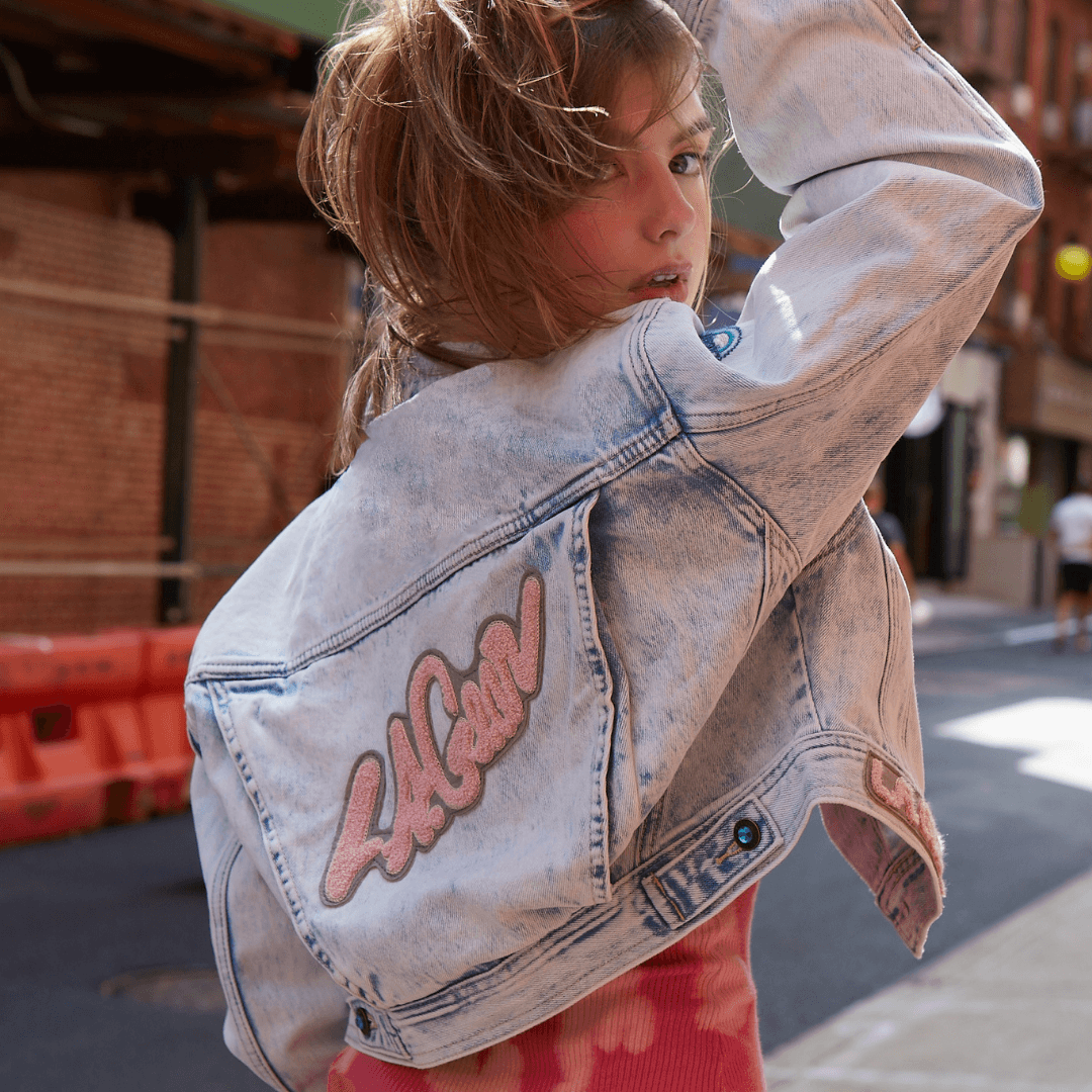 LA Gear's Essential cropped denim jacket inspired by the '80s original. 