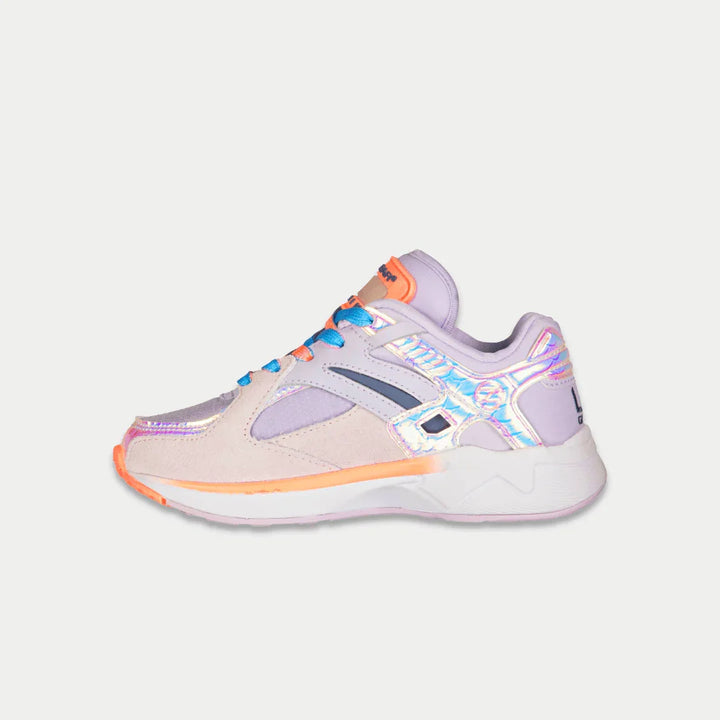 Colorful sneaker with a gradient design on a light gray background