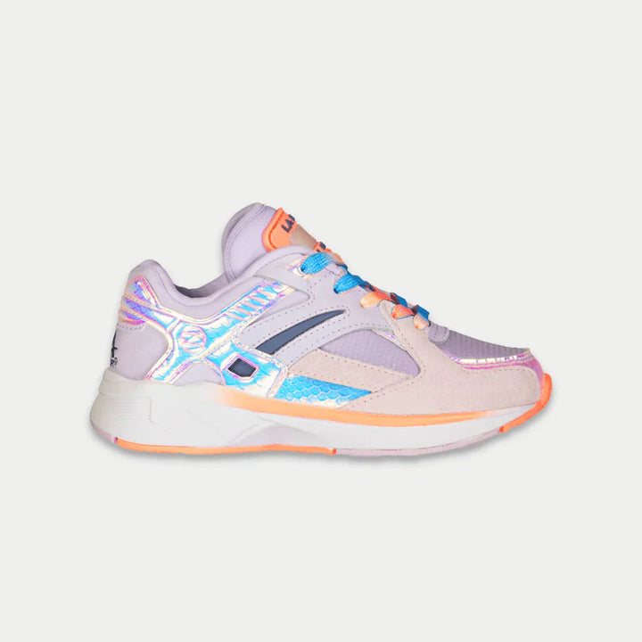 Multicolored sneaker with a gradient design on a light gray background