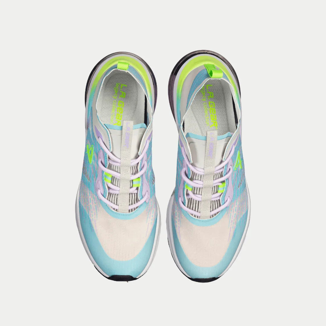 Pair of colorful sneakers on a white background