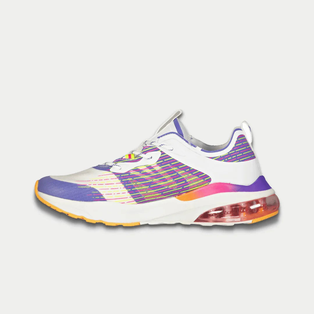 Colorful sneaker with a gradient design on a light gray background