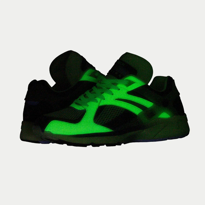 Glow-in-the-dark sneaker on a light gray background