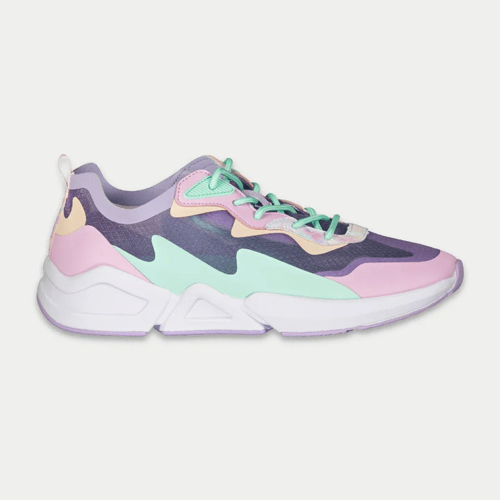 Pastel-colored sneaker on a light gray background