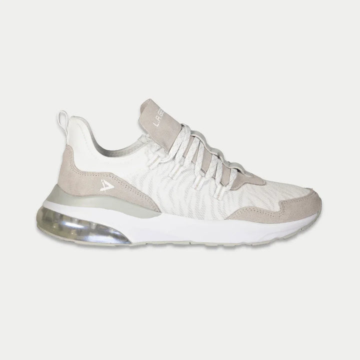 White and gray sneaker on a light gray background